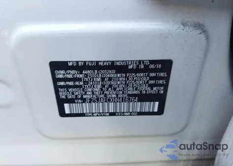 2017 Subaru Forester 2.5I Premium из США, поврежденный, VIN JF2SJAECXHH416764